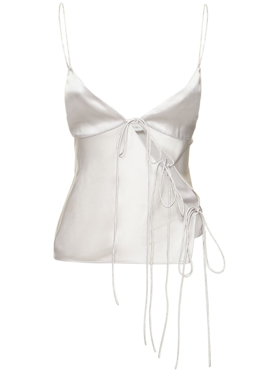 Christopher Esber: Cutout silk satin top w/ chain straps - Silver - women_0 | Luisa Via Roma