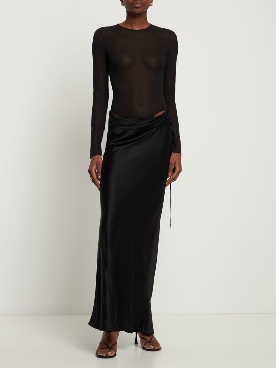 Christopher Esber: Sheer & satin long dress - Black - women_1 | Luisa Via Roma