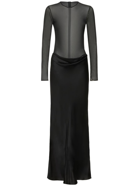 Christopher Esber: Sheer & satin long dress - Black - women_0 | Luisa Via Roma