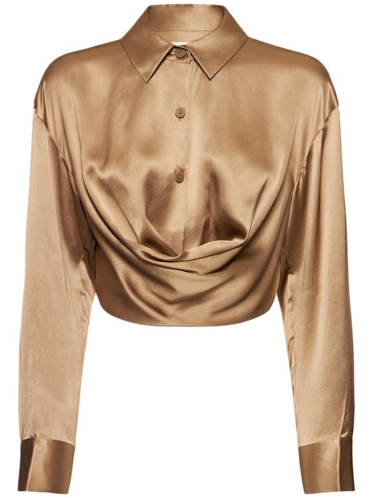 Christopher Esber: Draped neckline silk satin shirt - Beige - women_0 | Luisa Via Roma