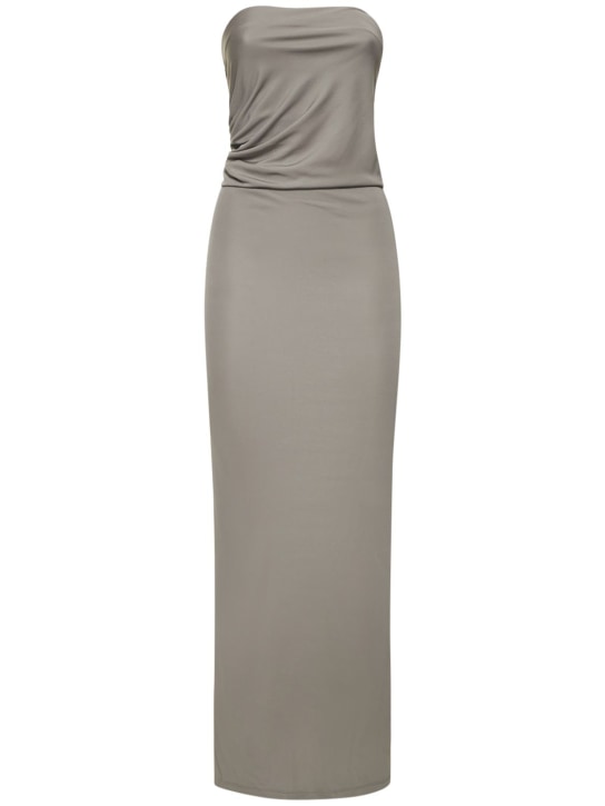 Christopher Esber: Ruched jersey strapless long dress - Grey - women_0 | Luisa Via Roma