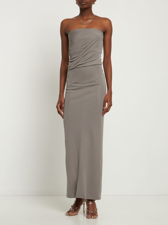 Christopher Esber: Robe longue sans bretelles en jersey ruché - women_1 | Luisa Via Roma