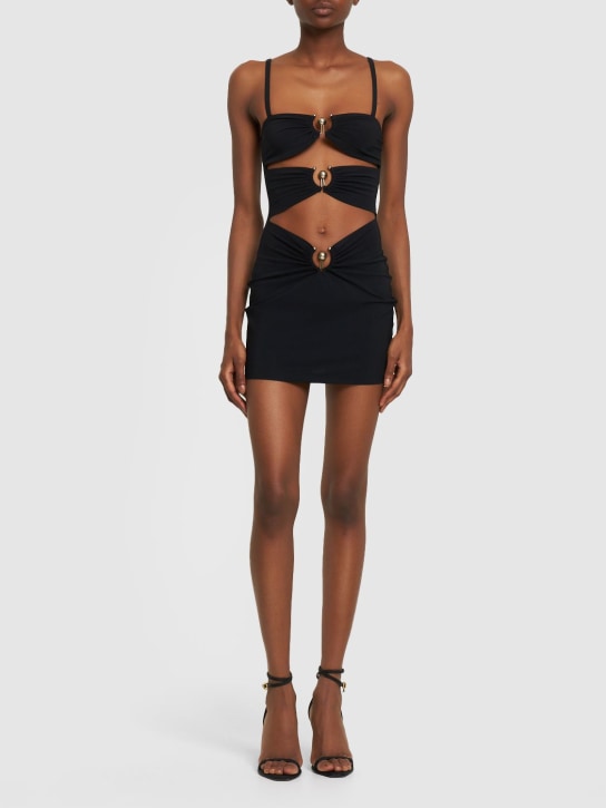 Christopher Esber: Pierced orbit cutout jersey mini dress - Black - women_1 | Luisa Via Roma