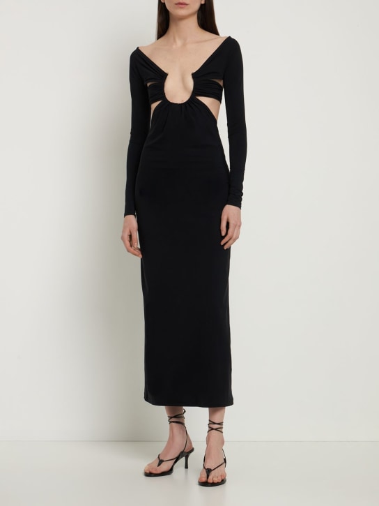 Christopher Esber: Odessa ruched cutout jersey long dress - Black - women_1 | Luisa Via Roma