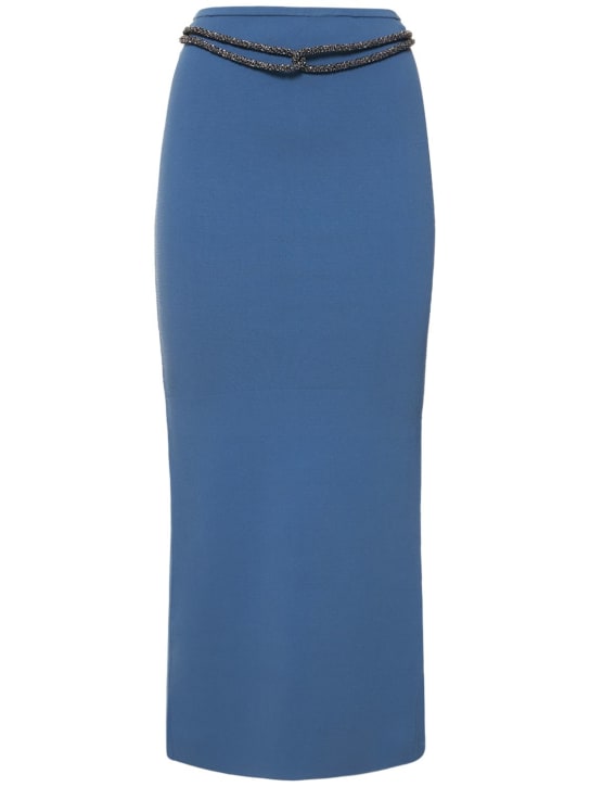 Christopher Esber: Falda larga de punto elástico con cristales - Azul - women_0 | Luisa Via Roma