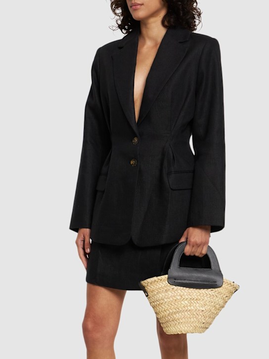 Hereu: Mini Cabas leather & raffia tote bag - women_1 | Luisa Via Roma