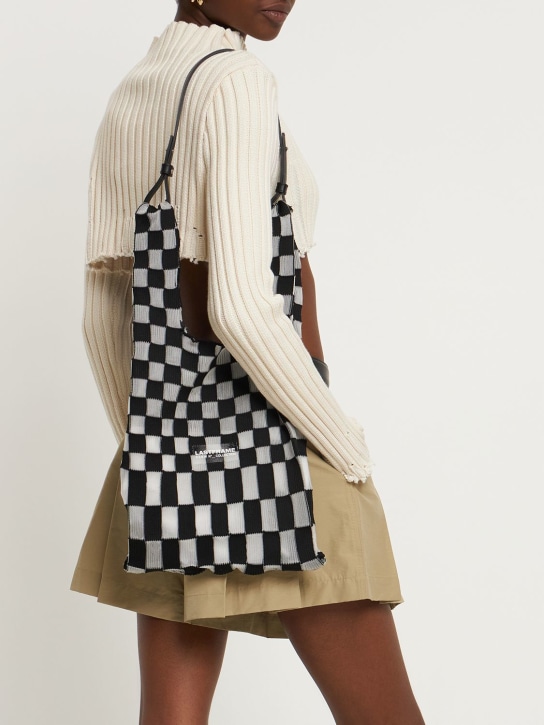 Lastframe: Medium sheer Ichimatsu market bag - Black X Clear - women_1 | Luisa Via Roma