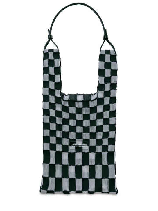 Lastframe: Medium sheer Ichimatsu market bag - Black X Clear - women_0 | Luisa Via Roma