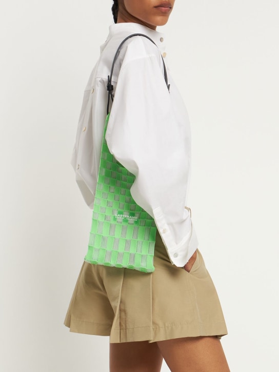 Lastframe: Small sheer Ichimatsu market bag - Neon Green - women_1 | Luisa Via Roma