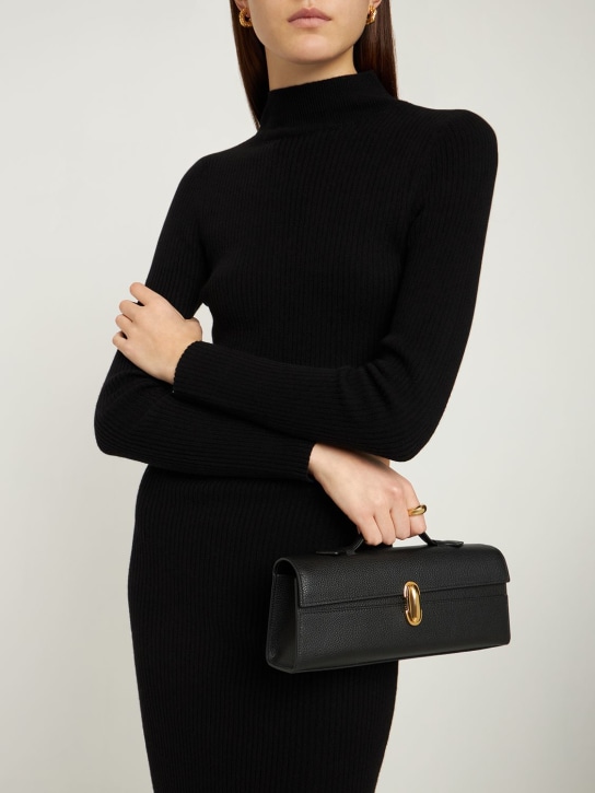 Savette: Slim Symmetry grained leather bag - Black - women_1 | Luisa Via Roma
