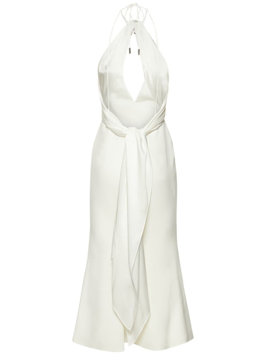 David Koma: Cady & satin flower long dress - White - women_0 | Luisa Via Roma