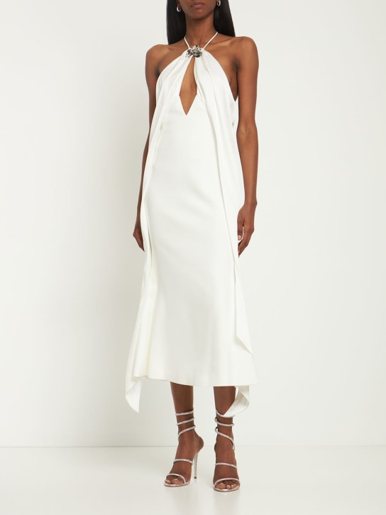 David Koma: Cady & satin flower long dress - White - women_1 | Luisa Via Roma