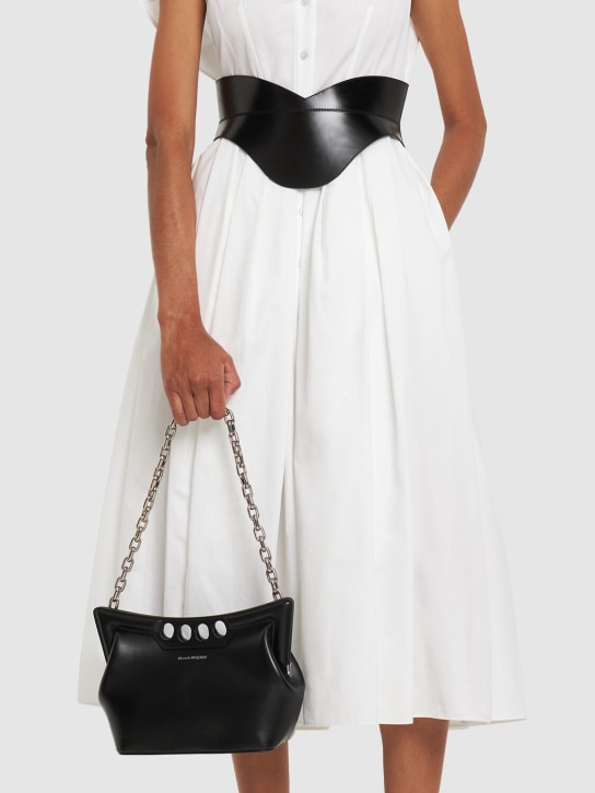 Alexander McQueen: Small Peak leather top handle bag - Black - women_1 | Luisa Via Roma