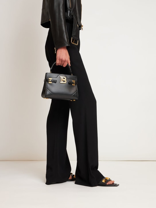 Balmain: Bbuzz 22 leather top handle bag - Noir - women_1 | Luisa Via Roma