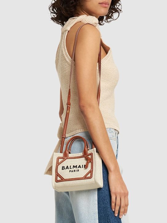 Balmain: Mini B-army canvas bag - women_1 | Luisa Via Roma