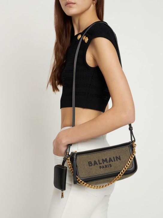 Balmain: B-Army キャンバス＆レザーショルダーバッグ - women_1 | Luisa Via Roma