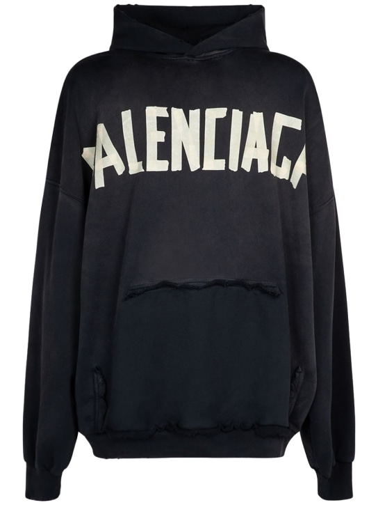 Balenciaga: Cotton sweatshirt hoodie - Washed Black - men_0 | Luisa Via Roma