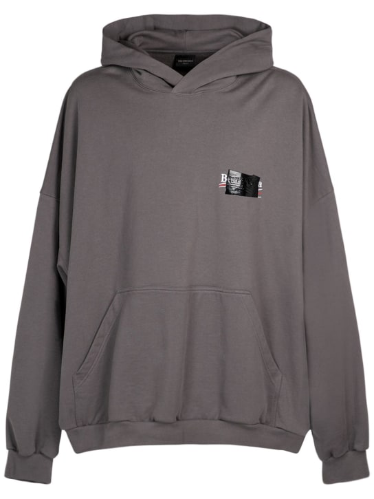 Balenciaga: Cotton sweatshirt hoodie - Smoked Grey - men_0 | Luisa Via Roma