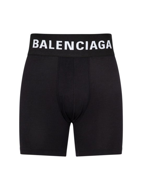 Balenciaga: 코튼 박서 브리프 - 블랙 - men_0 | Luisa Via Roma