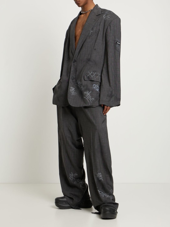 Balenciaga: Heather Prince of Wales wool jacket - Grey - men_1 | Luisa Via Roma