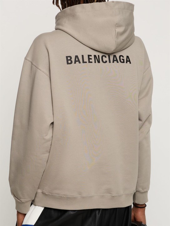 Balenciaga: Faded cotton hoodie - Dust/Black - men_1 | Luisa Via Roma