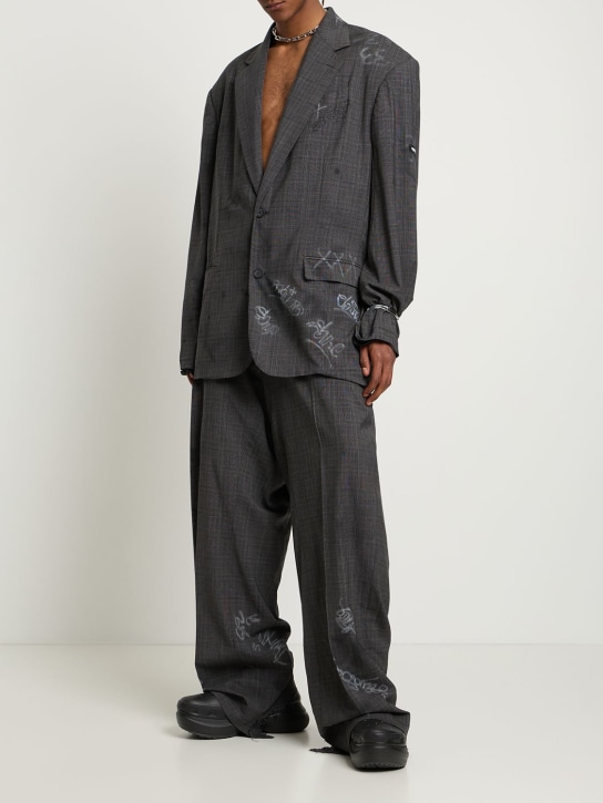 Balenciaga: Heather威尔士亲王纹羊毛裤子 - men_1 | Luisa Via Roma