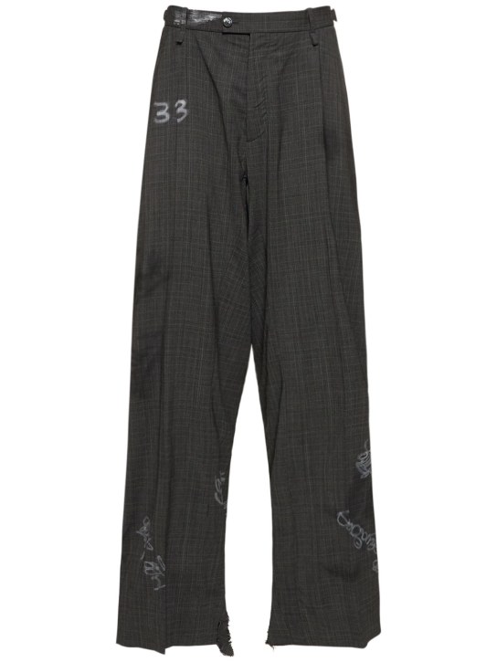 Balenciaga: Pantaloni Heather in lana Principe di Galles - Grigio - men_0 | Luisa Via Roma