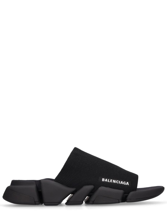 Balenciaga: Speed 2.0 slide sandals - Black - men_0 | Luisa Via Roma