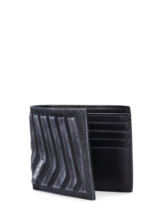 Balenciaga: Leather wallet - Black/White - men_1 | Luisa Via Roma