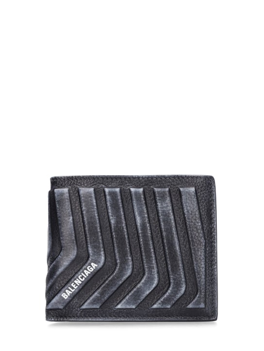 Balenciaga: Leather wallet - Black/White - men_0 | Luisa Via Roma
