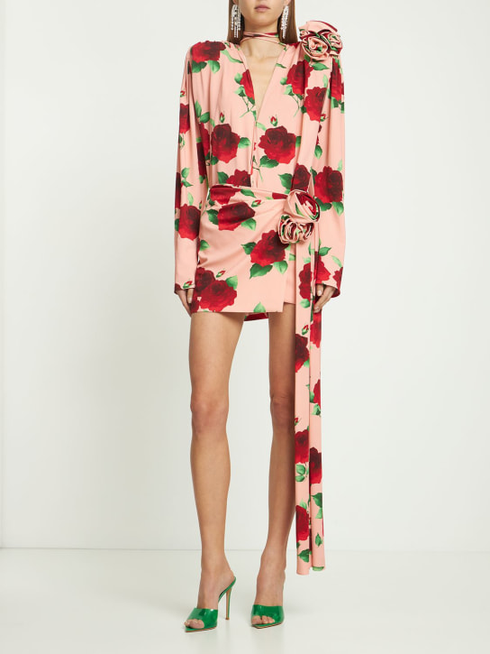 Magda Butrym: Minigonna in jersey stampato - Rosa - women_1 | Luisa Via Roma