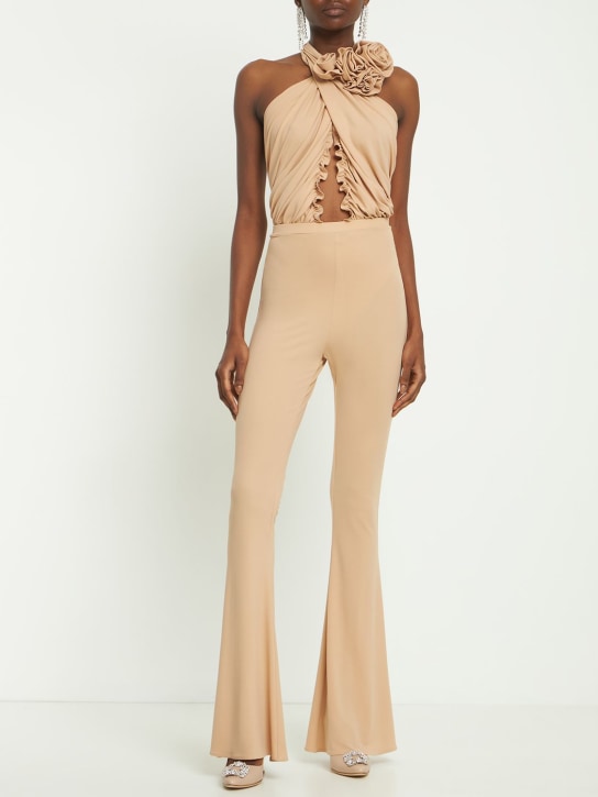Magda Butrym: Pantalon évasé en jersey - Beige - women_1 | Luisa Via Roma