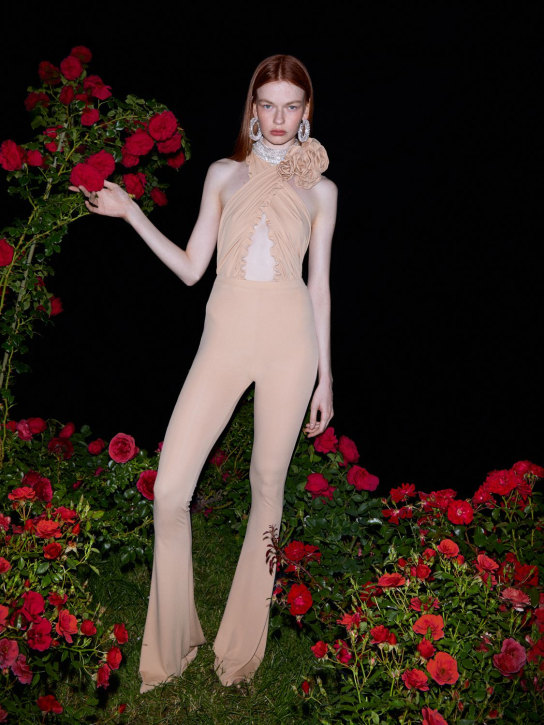 Magda Butrym: Body in jersey con fiore - Beige - women_3 | Luisa Via Roma