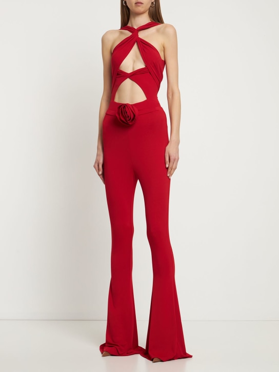 Magda Butrym: Body in jersey con cutout - Rosso - women_1 | Luisa Via Roma