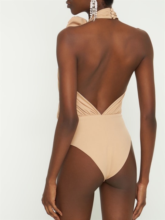 Magda Butrym: Body in jersey con fiore - Beige - women_2 | Luisa Via Roma