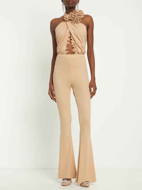 Magda Butrym: Body in jersey con fiore - Beige - women_1 | Luisa Via Roma