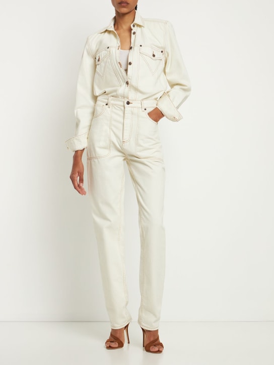 Magda Butrym: Denim contrast stitching straight jeans - Cream - women_1 | Luisa Via Roma