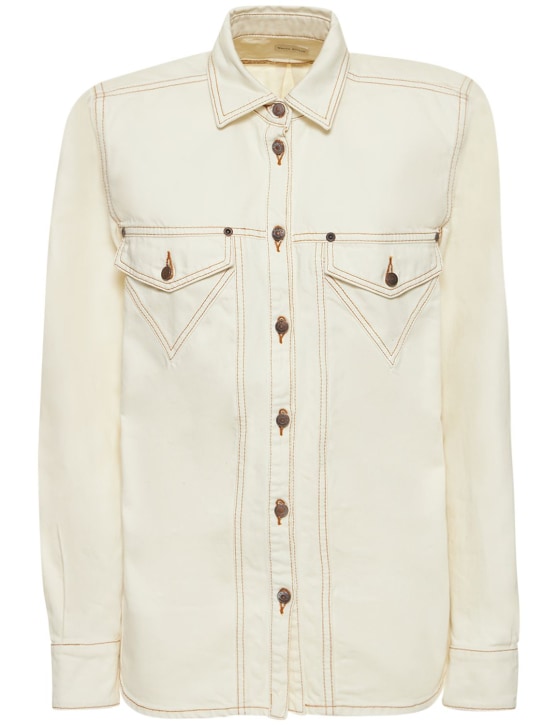 Magda Butrym: 大廓型棉质牛仔衬衫 - 奶油色 - women_0 | Luisa Via Roma