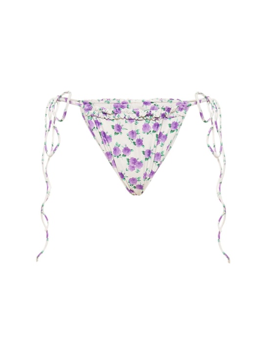 Magda Butrym: Braguitas de bikini estampado con cordones - Violet Print - women_0 | Luisa Via Roma