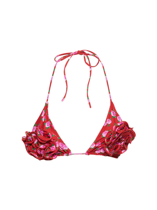 Magda Butrym: Top bikini a triangolo stampato - Red Print - women_0 | Luisa Via Roma