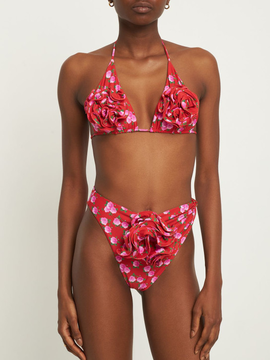 Magda Butrym: Top bikini a triangolo stampato - Red Print - women_1 | Luisa Via Roma