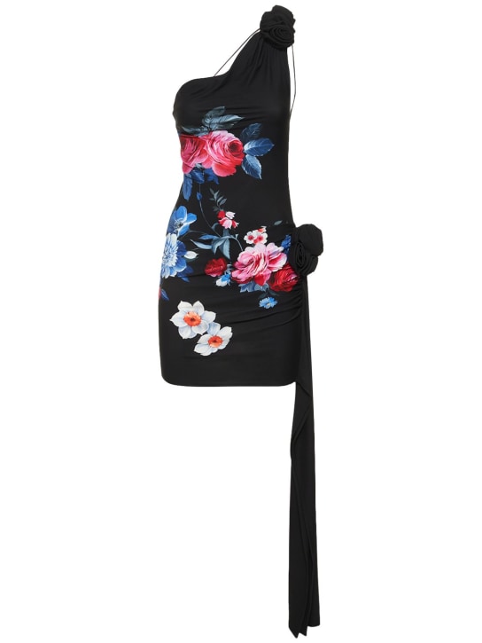 Magda Butrym: Printed jersey one shoulder minidress - Black - women_0 | Luisa Via Roma