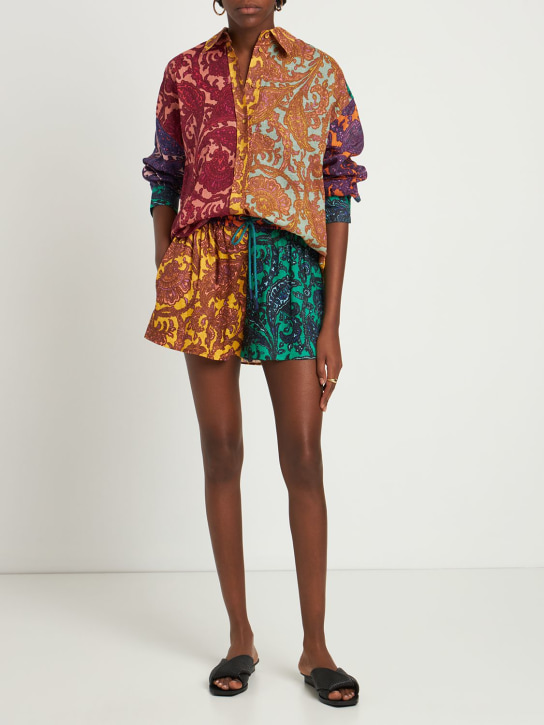 Zimmermann: Shorts de lino estampado - Multicolor - women_1 | Luisa Via Roma