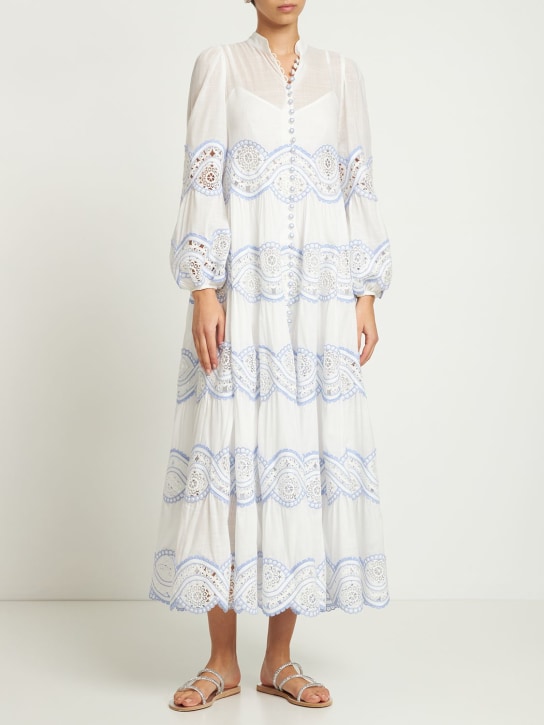 Zimmermann: Cira tiered printed linen midi dress - women_1 | Luisa Via Roma