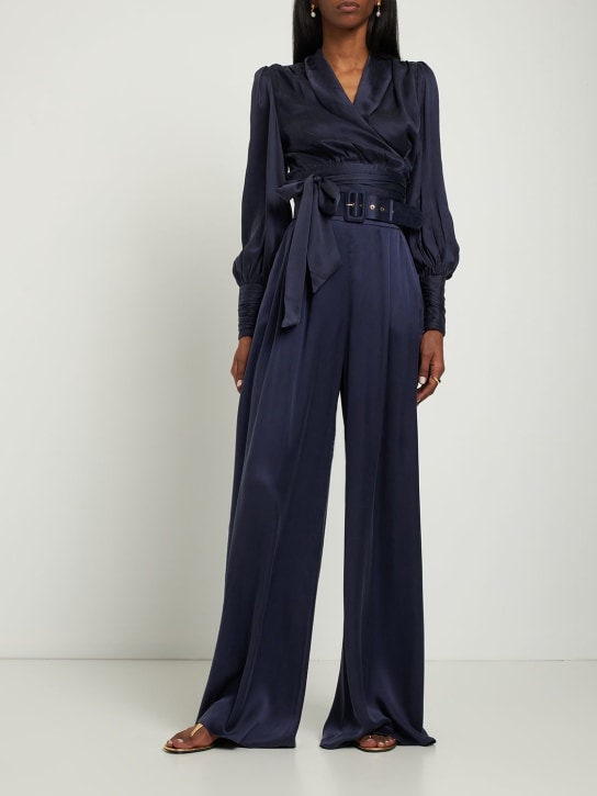 Zimmermann: Silk wrap shirt - Blue - women_1 | Luisa Via Roma