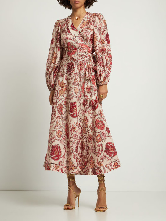 Vitali printed linen long wrap dress - Zimmermann - Women | Luisaviaroma