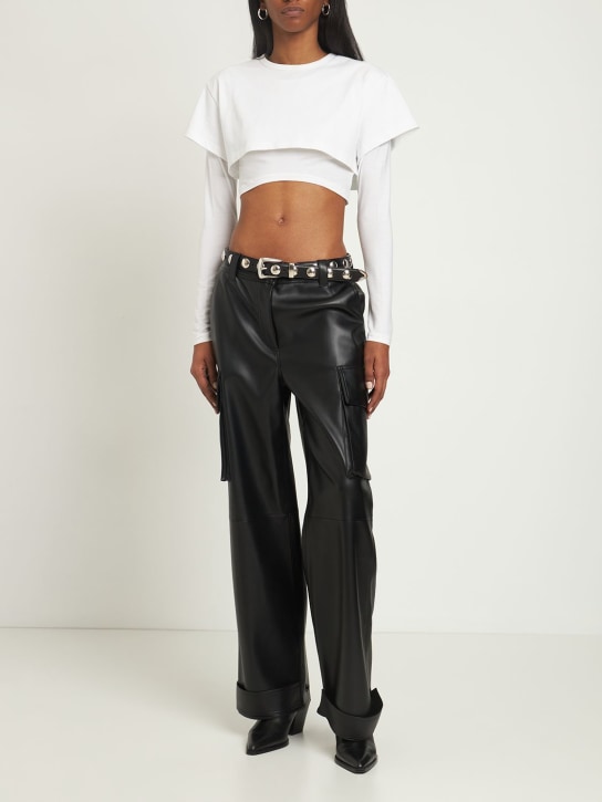 Stand Studio: Pantaloni cargo Asha in similpelle - Nero - women_1 | Luisa Via Roma