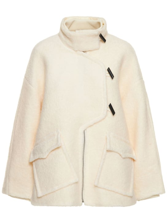 GANNI: Wool bouclé drop shoulder jacket - women_0 | Luisa Via Roma