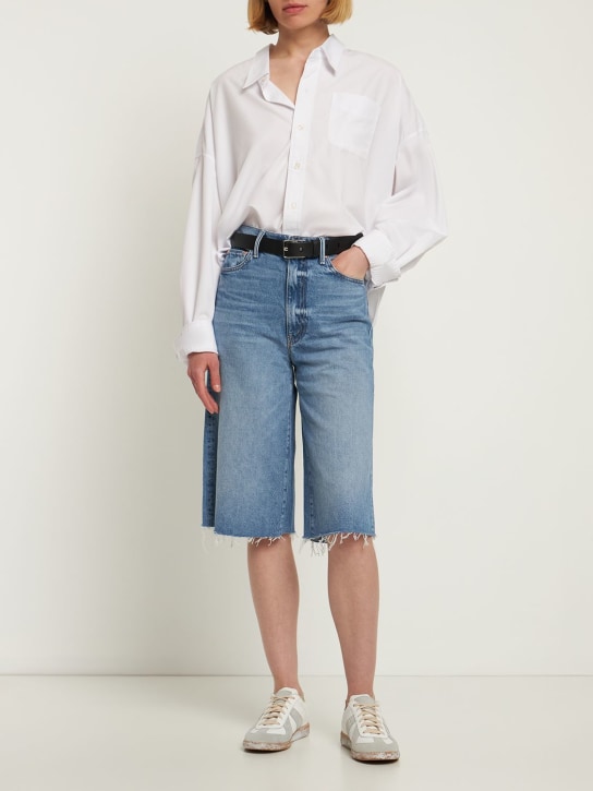 Mother: The Undercover Fray cotton denim shorts - Blue - women_1 | Luisa Via Roma