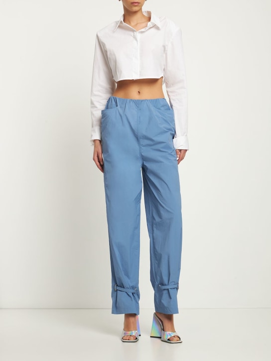 Saks Potts: Bini nylon straight pants - Blue - women_1 | Luisa Via Roma